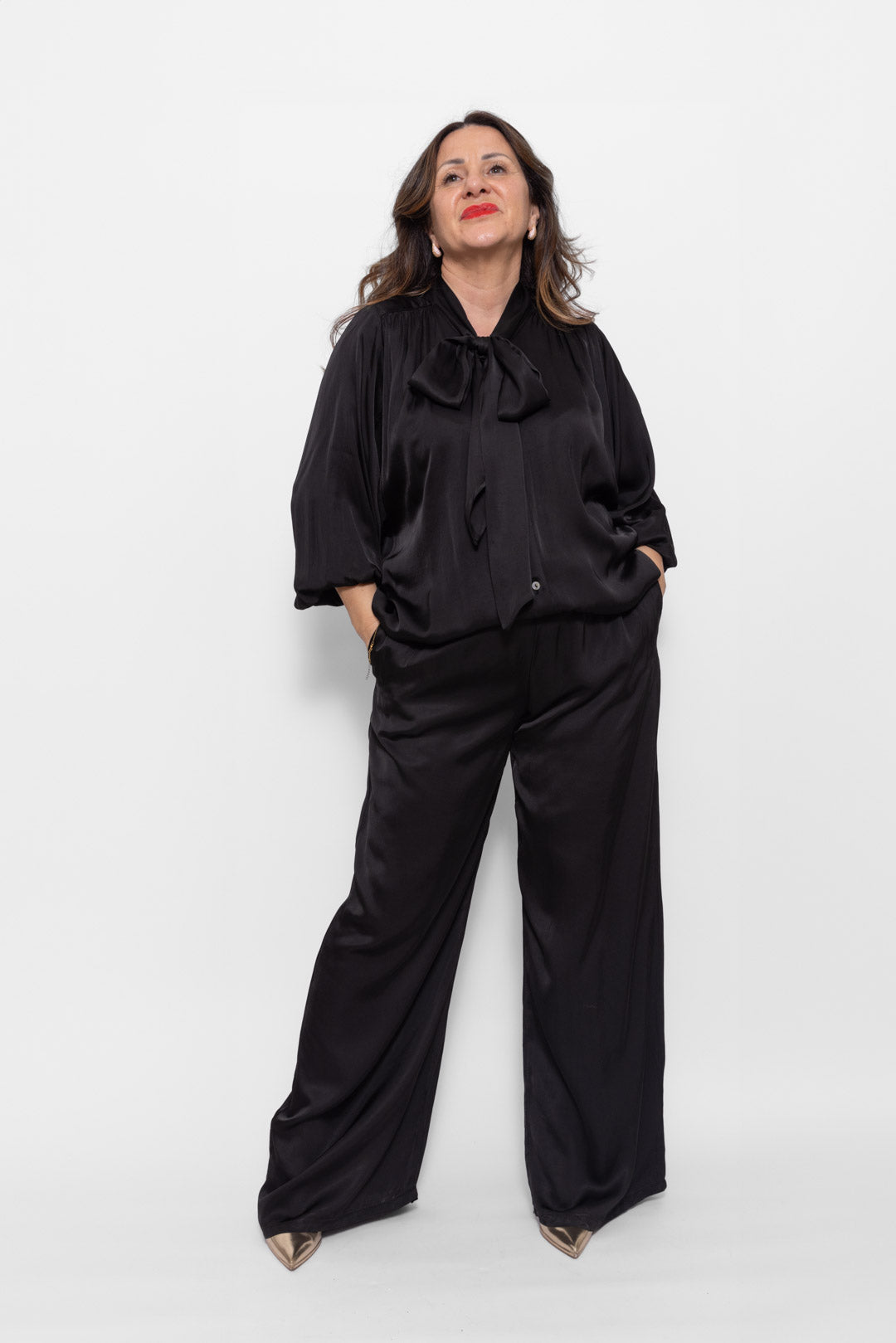 Camicia Giorgia in viscosa con fiocco
