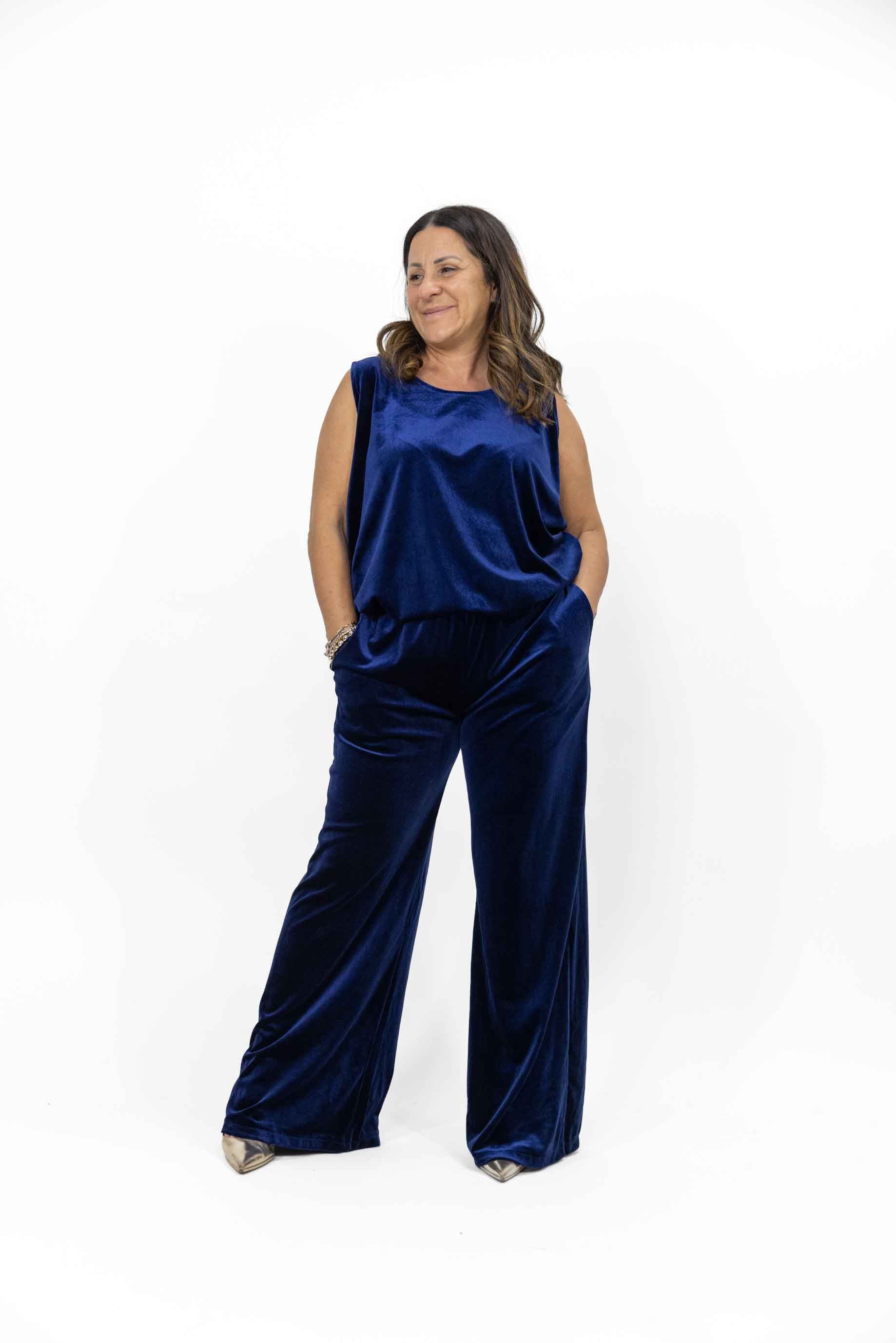 Completo Canotta Fiorella con Pantalone Ornella in velluto