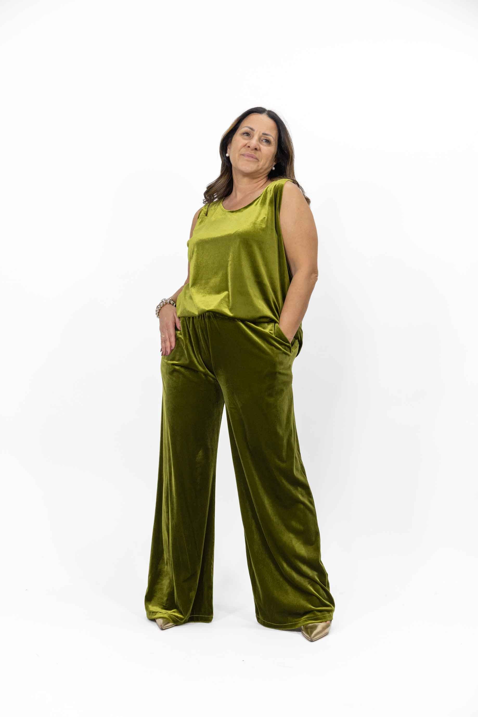 Completo Canotta Fiorella con Pantalone Ornella in velluto