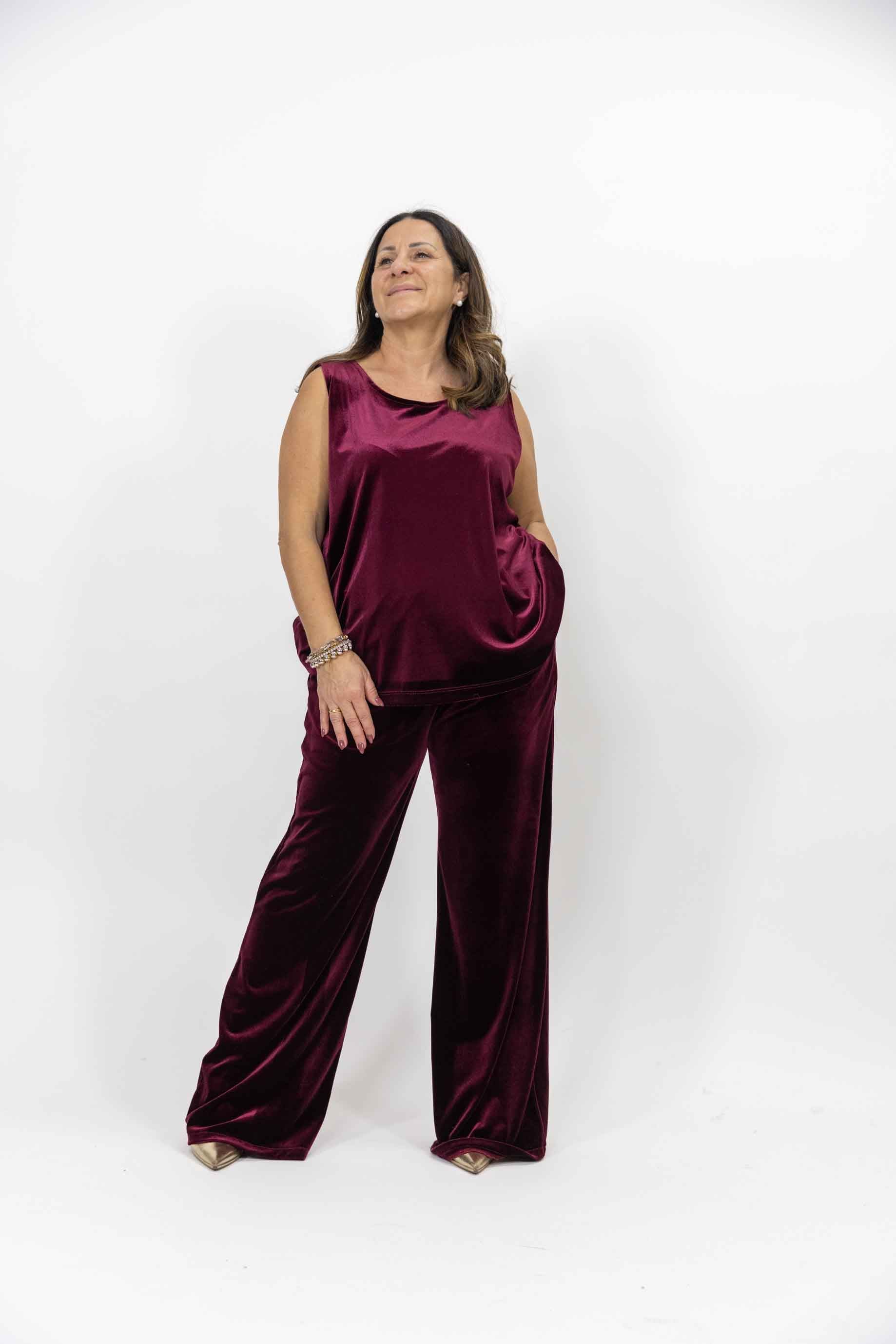 Completo Canotta Fiorella con Pantalone Ornella in velluto