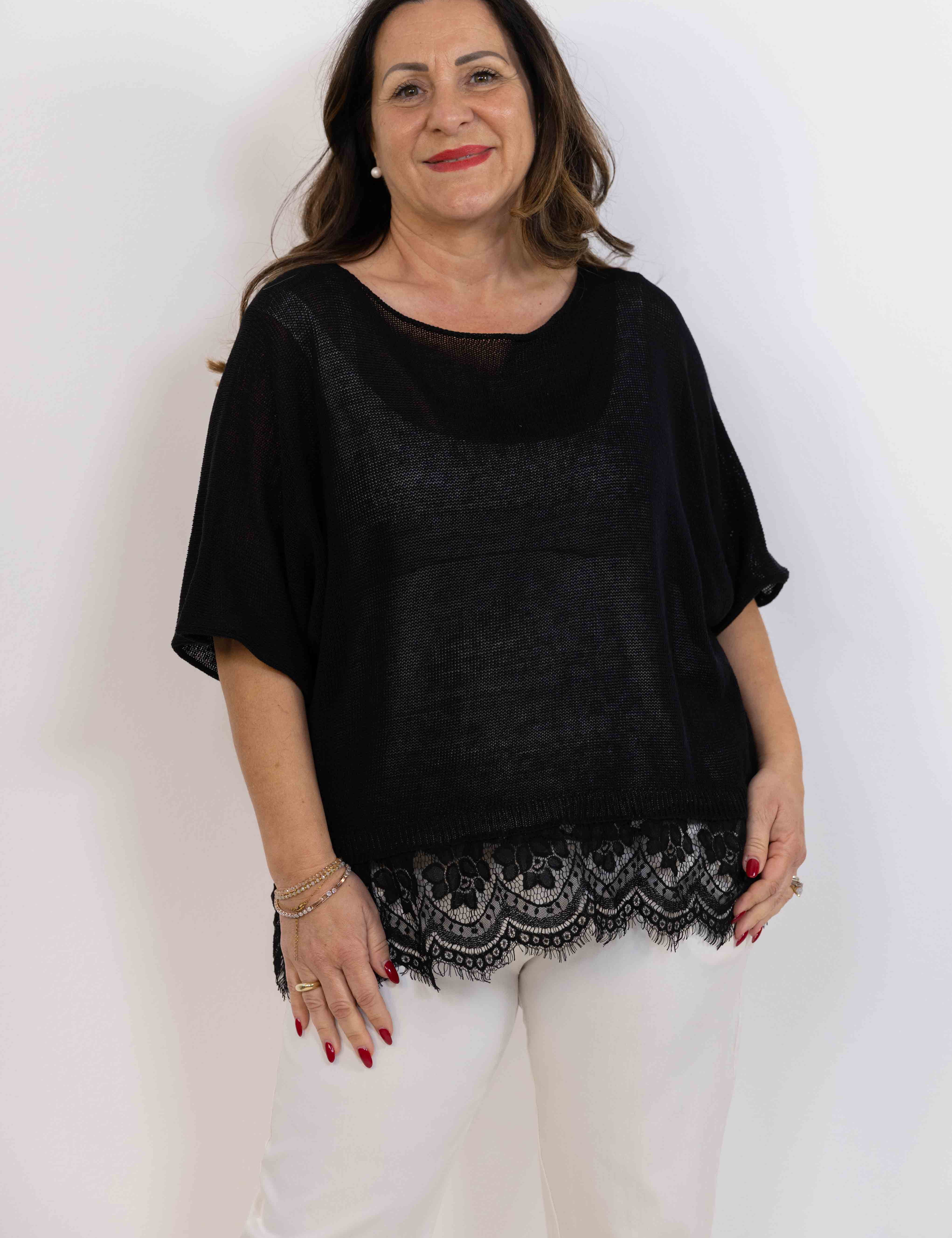 Maglia Tiziana con pizzo - Numa Milano