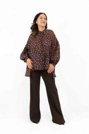 Camicia Gioia a pois con  manica a sbuffo