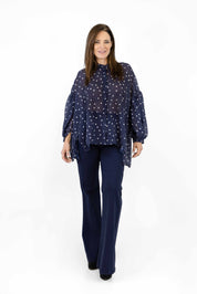Camicia Gioia a pois con  manica a sbuffo