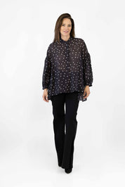 Camicia Gioia a pois con  manica a sbuffo
