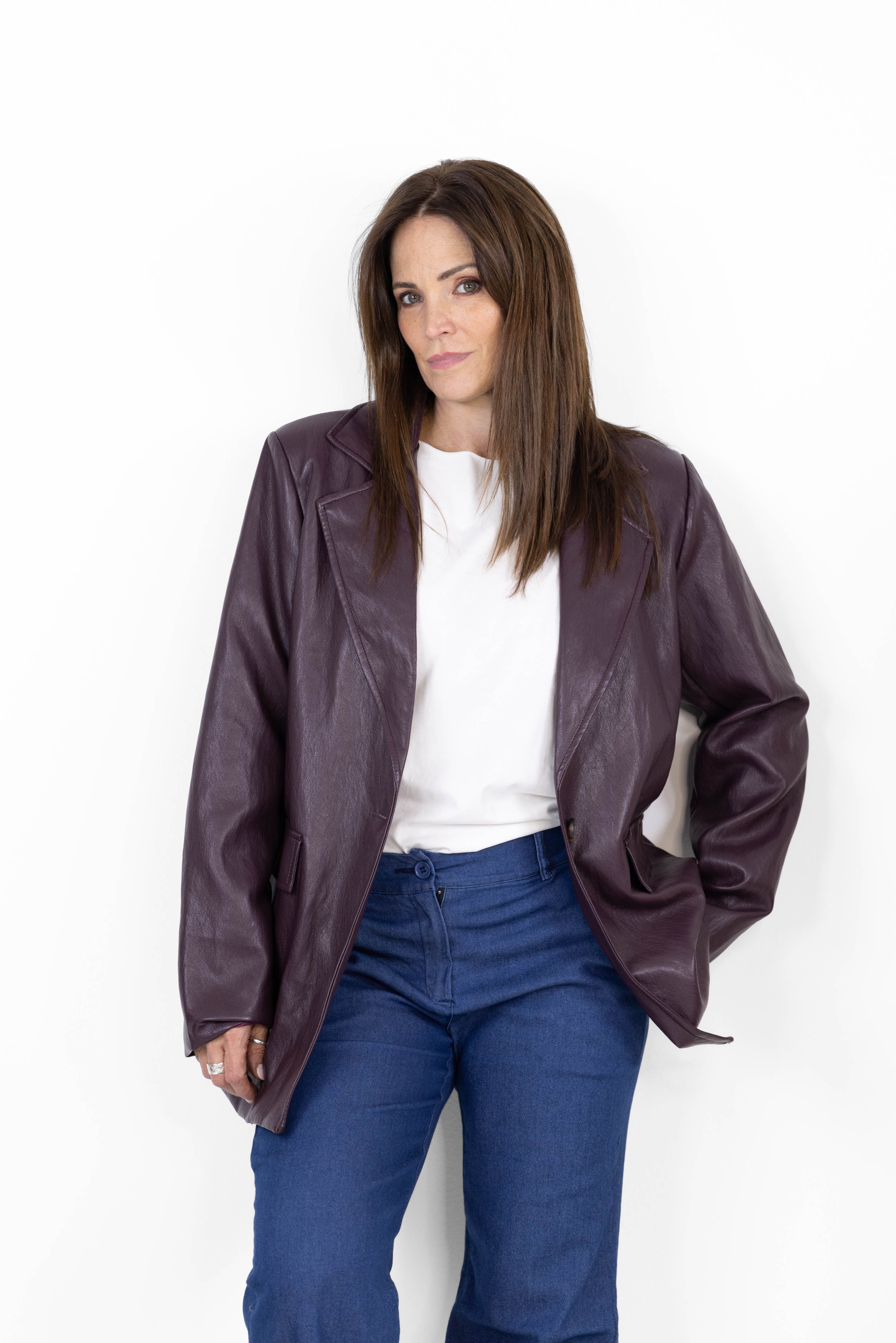 Giacca Blazer Egle effetto pelle