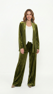 Completo Ornella giacca kimono, canotta e pantalone in velluto