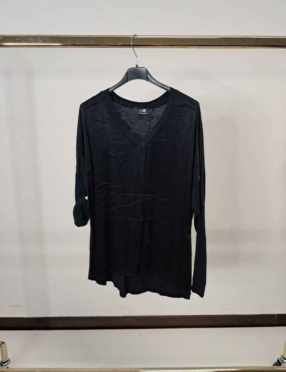 Maglia scollo a V in cotone e viscosa