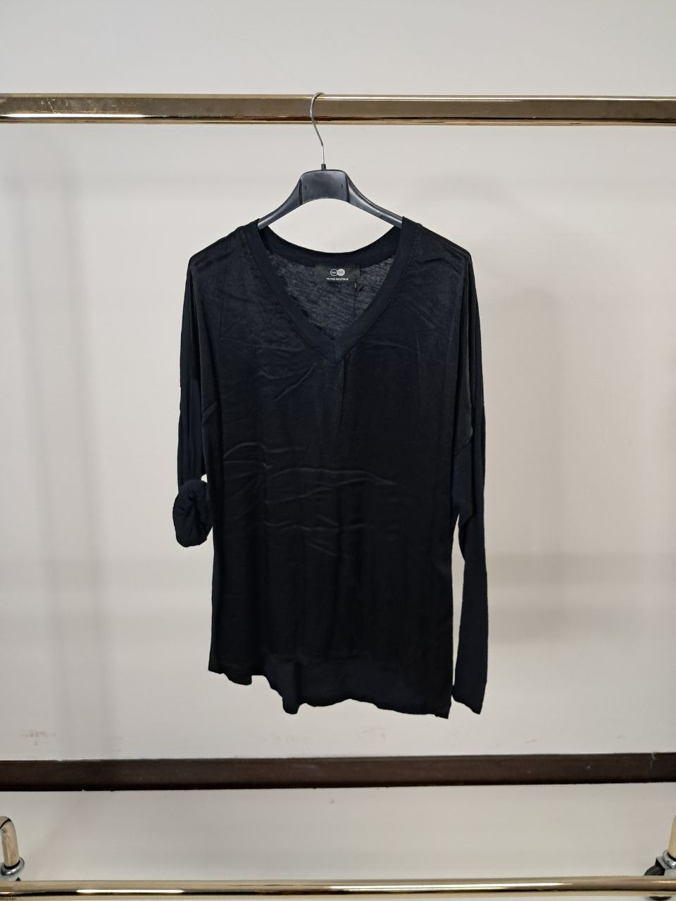 Maglia scollo a V in cotone e viscosa