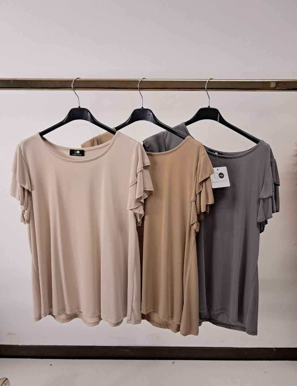 Maglia girocollo con manica volant