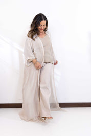 Kimono Akira lungo misto seta crema