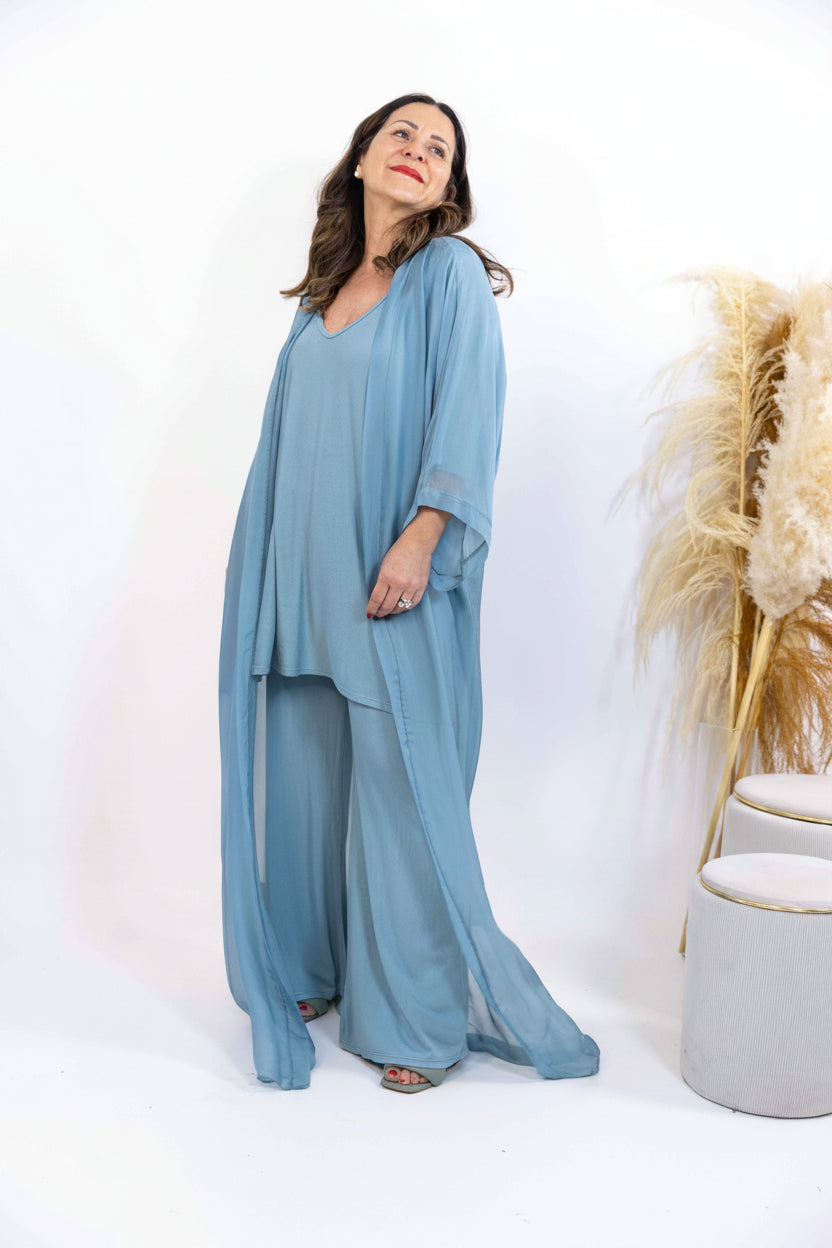 Kimono Akira lungo in misto seta - Numa Milano
