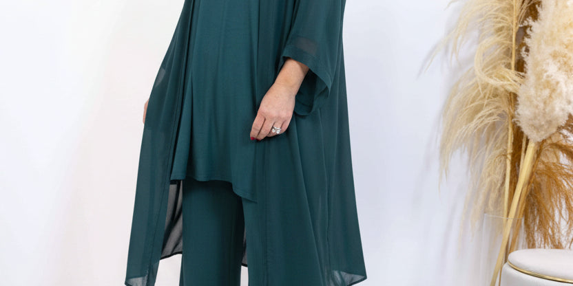 Kimono Akira misto seta verde petrolio