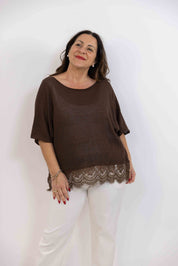 Maglia Tiziana con pizzo cioccolato