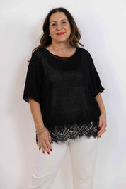 Maglia Tiziana con pizzo nero