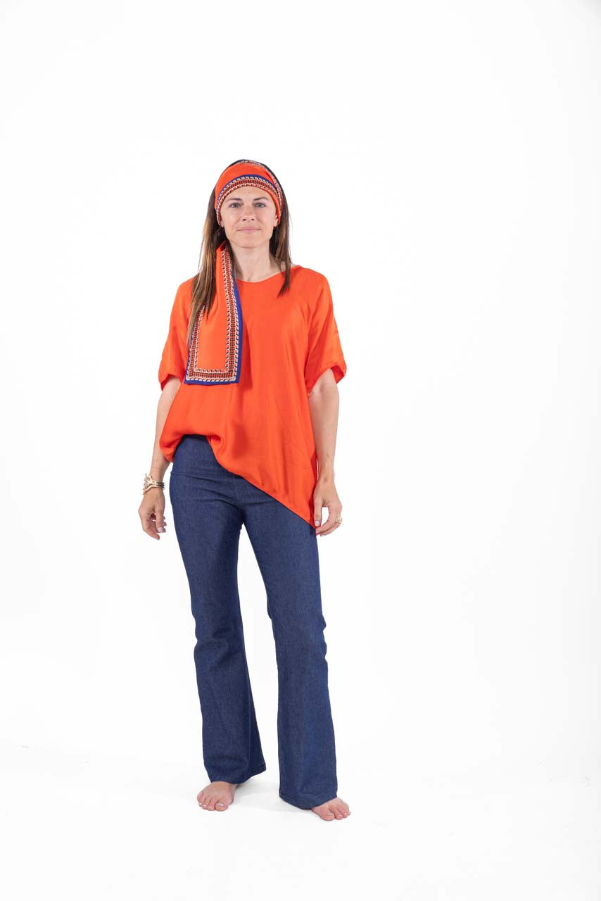 Maglia Morgana manica corta in viscosa e seta