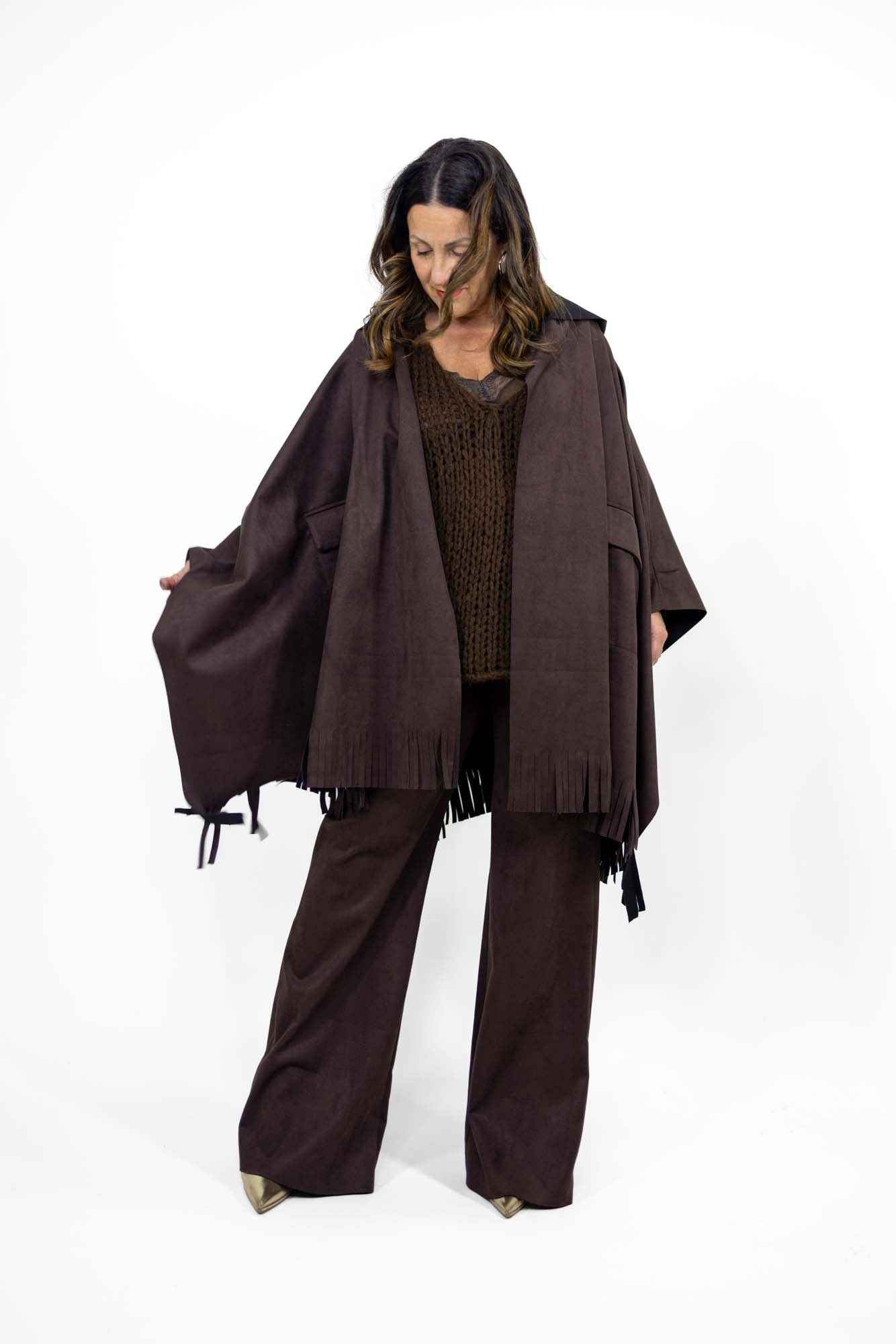 Completo Rebecca mantella e pantalone in camoscio - Numa Milano