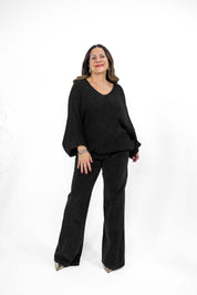 Maglia bouclè scollo a V