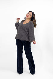 Maglia bouclè scollo a V