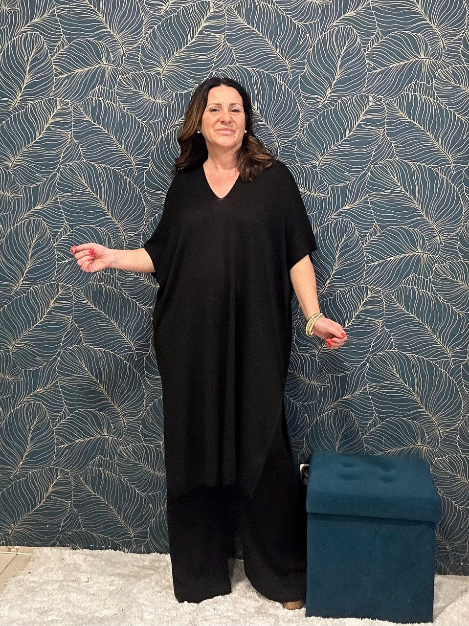 Complete caftan dress and viscose trousers