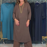 Complete with caftan dress and Aida trousers